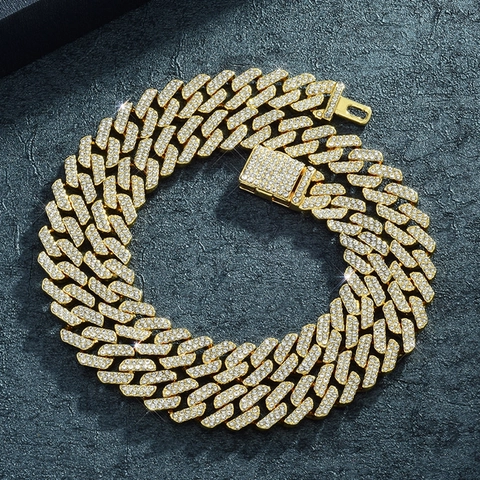 Hip Hop Cuban Link Ketting Halsketting Legering Strass Gedurfde Sieraden Voor Heren Dames Kleurrijk Hoogglans Gepolijst Met Box Sluiting