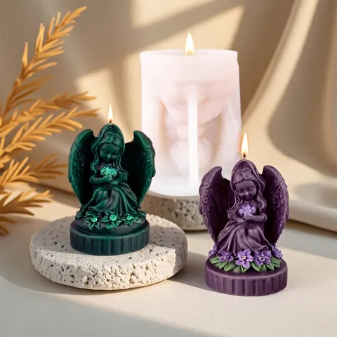 DIY Angel Boy Girl Scented Candle Silicone Mold European Style Angelic Wings Plaster Ornament Handcrafted Crafting Tool