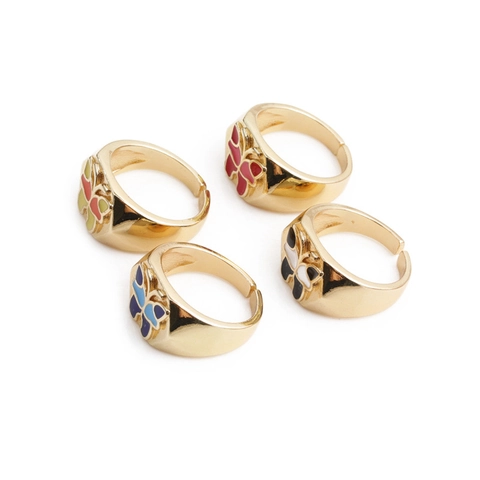 Anello Aperto In Smalto A Farfalla Colorata Rame Placcato Oro Regolabile Gioielli Di Moda Eleganti Per Donne Ragazze