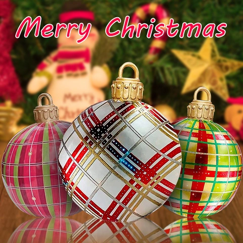 Large Inflatable Christmas Ornaments PVC Outdoor Yard Garden Decoration Hanging Ball Waterproof Festive Party Bauble