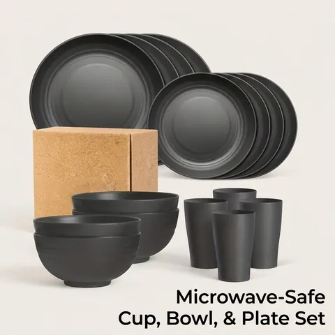 Wheat Straw Dinnerware Unbreakable Lightweight Microwave Dishwasher Safe Plates Bowls Cups Household Modern Simple