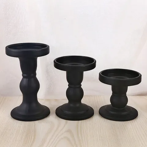 Vintage Roman Pillar Glass Candle Holder Matte Black Gold Silver Retro Decorative Candlestick For Home Wedding Dining Table