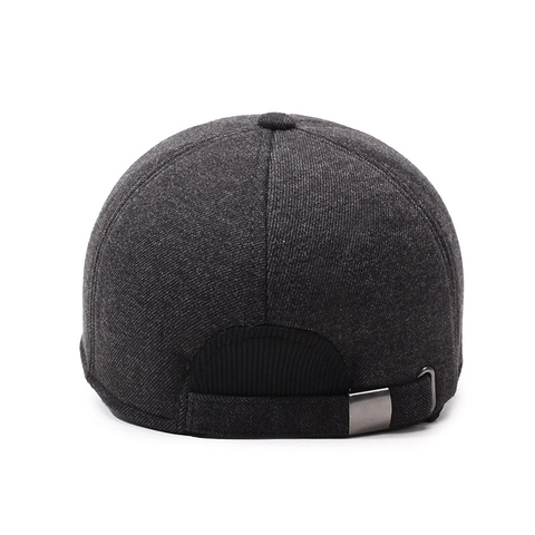 Men Winter Baseball Cap Woolen Felt Fleece Lined Warm Ear Flaps Windproof Outdoor Hat Adjustable Casual Classic Style