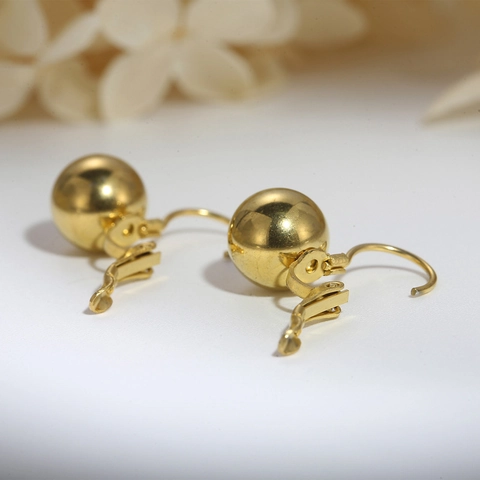 Pendientes De Bola De Acero Inoxidable Minimalista Pulido Esférico Pendientes De Gancho Para Mujeres Hombres Estilo Coreano