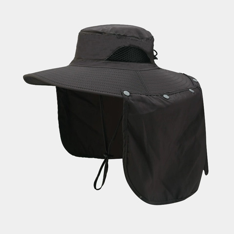 Outdoor Sun Hat Nylon Quick Dry UV Protection Breathable Mesh Wide Brim With Neck Flap For Hiking Fishing Adjustable Windproof