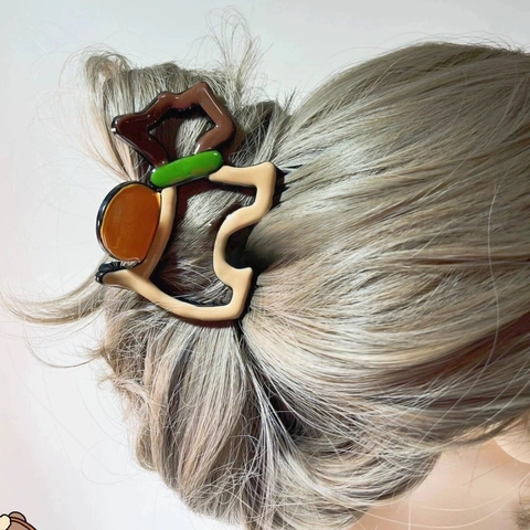 Pince À Cheveux Cartoon Chien Chat Animal Fruits Color Block Acétate Acrylique Griffe À Cheveux Style Coréen Pour Femmes