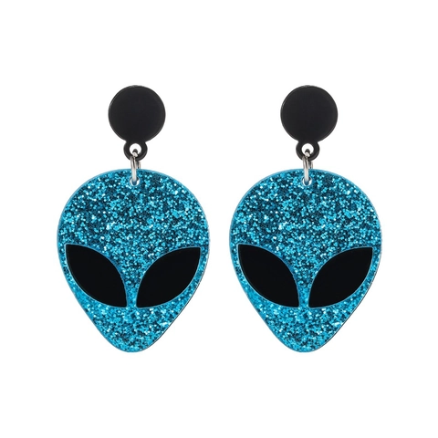 Acryl Glitzer Alien Axt Blutiges Messer Ohrhänger Für Damen Halloween Party Gothic Horror Schmuck Lustiges Geschenk