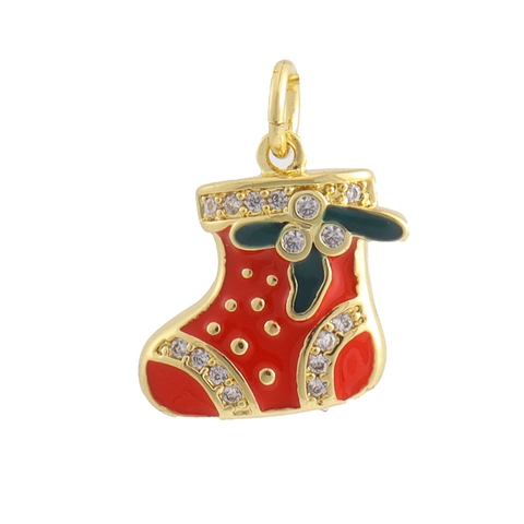 Ciondoli Natalizi In Rame Placcato Oro Smalto Zircone Colorato Per Creazione Di Gioielli Fai Da Te Collana Bracciale Regali Festivi