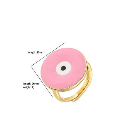 Gold Plated Alloy Evil Eye Open Ring For Women Adjustable Enamel Round Turkish Style Jewelry Eye Ring Fashion Accessory