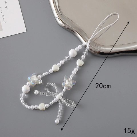 Moda Catena Per Telefono Fatta A Mano Perline Cuore Stella Imitazione Perla Artificial Fiocco Cordino Per Telefono Per Custodia Borsa Donna