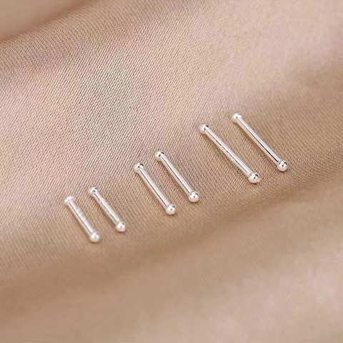 925 Sterling Silver Minimalist Invisible Ear Sticks For Women Student Small Ball Piercing Protection Earrings Studs