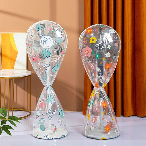 Electric Fan Dust Cover PEVA Waterproof Dustproof Floor Standing Protector Cartoon Print Washable Household