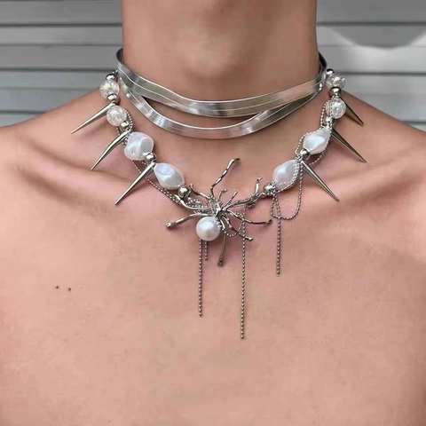 Gothic Punk Y2K Ketting Choker Ster Vlinder Kruis Hanger Legering Roestvrij Staal Kralen Grunge Sieraden
