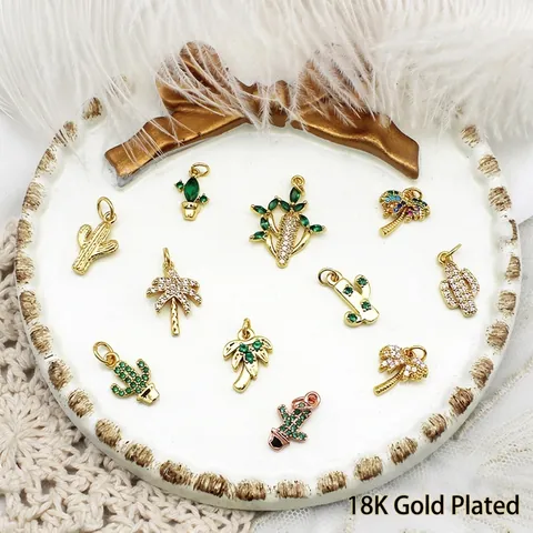 Κάκτος Κοκοφοίνικας Καρότο Κρεμαστά 18K Gold Plated Ορείχαλκος Zirconia Τροπικά DIY Αξεσουάρ Κοσμημάτων