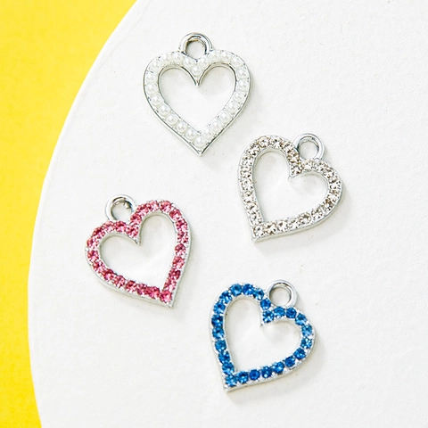 Ciondoli Cuore Svuotato Lega Zinco Strass Perla Artificial Accessori Gioielli DIY Per Collana Bracciale Orecchini