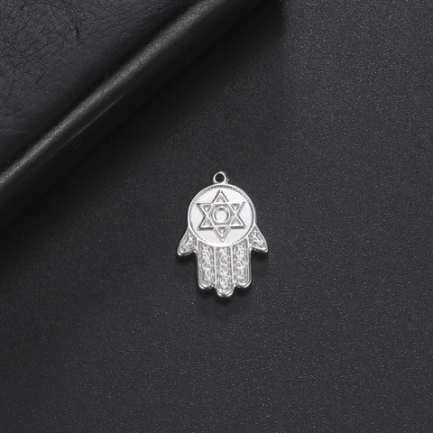 Stainless Steel Hamsa Hand Pendant Star Of David Hexagram 18K Gold Plated Religious Jewelry Accessory DIY Necklace Charm