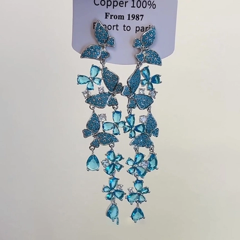 Orecchini Pendenti Lunghi A Farfalla Per Donna In Lega Di Zircone E Perno In Argento Gioielli Eleganti Stile Foresta