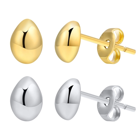 Minimalist Stainless Steel Bean Water Drop Stud Earrings Mirror Polished High Shine Fashion Jewelry For Women