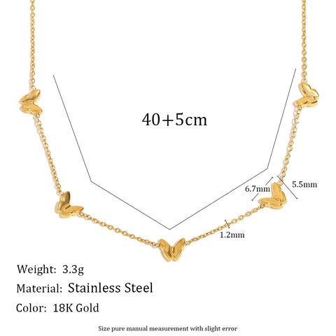 Collier Pendentifs Papillon Plaqué Or 18K Acier Inoxydable Délicat Élégant Style Ins Bijoux Quotidiens Pour Femmes