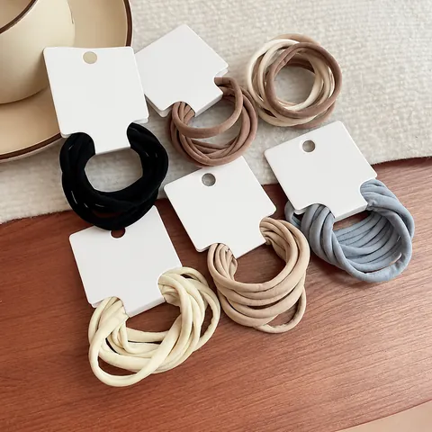 Elastic Hair Ties High Stretch Seamless Ponytail Holder Cloth Earth Tone Basic Hairbands For Women