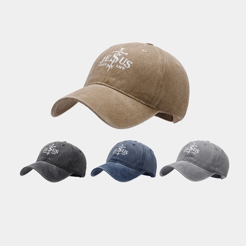 Gorra De Béisbol De Algodón Lavado Con Bordado Jesus Saved My Life Cruz Retro Sombrero Ajustable Para Hombres Mujeres