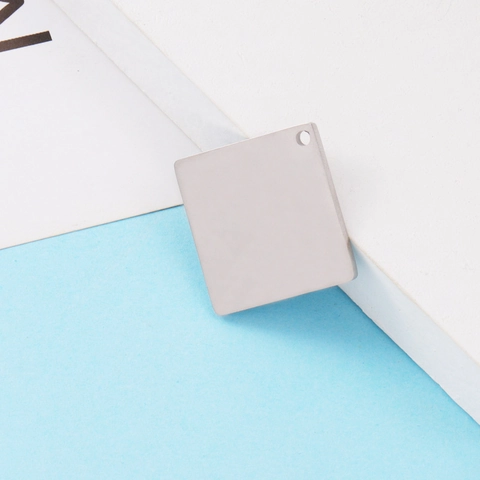 Square Blank Pendant Stainless Steel Mirror Polished DIY Charm For Jewelry Making Plain Metallic Accessory