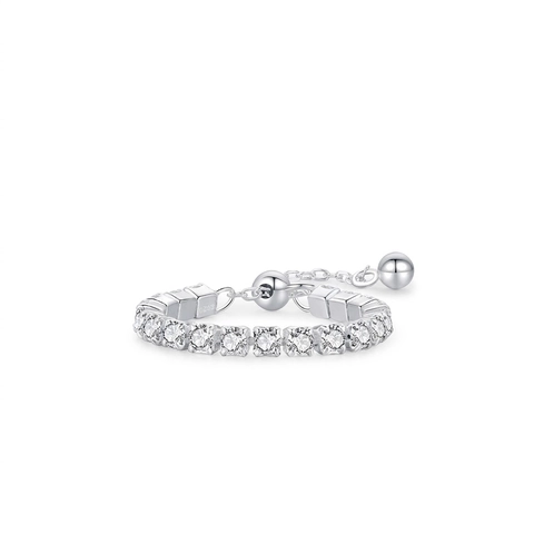 Anello a Catena Regolabile in Argento Sterling 925 per Donna Minimalista Zirconia Fila Fascia Eternità Elegante Gioielli