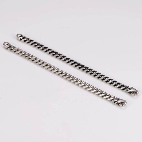 Pulsera De Cadena Cubana Para Hombre Acero Inoxidable 304 Cadena Pesada Hip Hop Streetwear Pulido Plata Negro Joyería