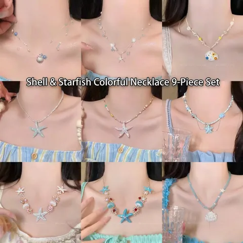 Collar De Estrella De Mar Y Concha Perlas Artificiales Artificiales Multicapa Aleación Cuerda De Cera Playa Resort Joyería Para Mujer