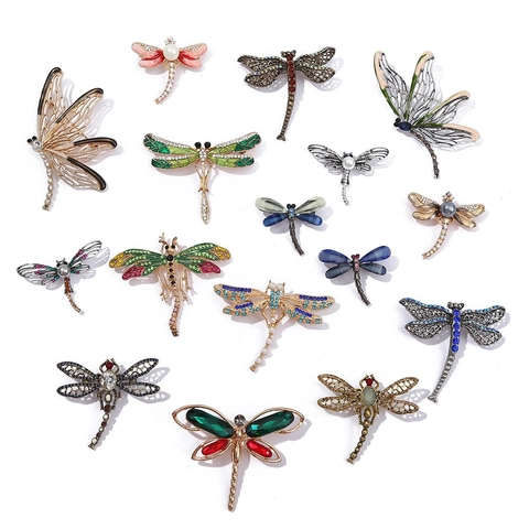 Dragonfly Brooch Alloy Rhinestone Faux Artificial Pearl Enamel Vintage Animal Pin For Women Luxury Niche Design Corsage Jewelry