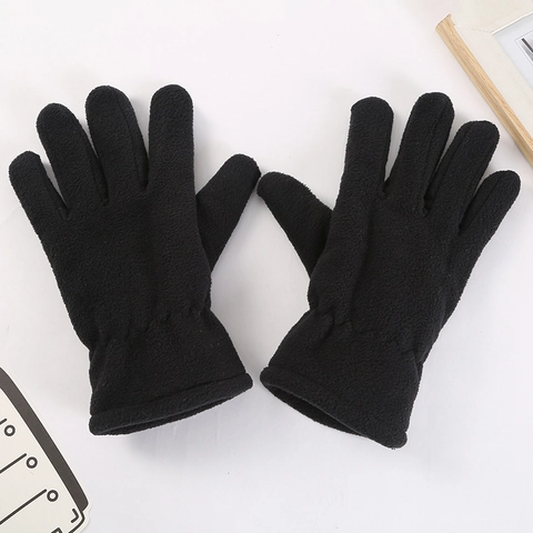 Winter Warm Polar Fleece Gloves Windproof Coldproof Five Finger Gloves For Men Women Kids Outdoor Riding Sports Accessories