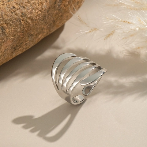 Mehrlagiger Spiralring Edelstahl 18K Vergoldet Wasserdicht Verstellbar Minimalistischer Schmuck Für Damen