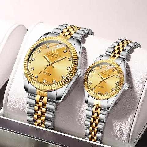 Quartz Watch Stainless Steel Band Rhinestone Dial Luminous Waterproof Business Fashion Wristwatch For Men Women