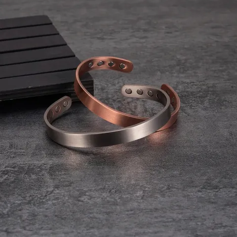 Magnetic Therapy Pure Copper Bracelet Health Bangle Open Cuff Matte Finish Brushed Metal For Men Women