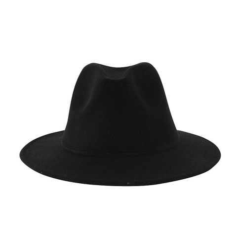 Retro Fedora Hat Polyester Felt Wide Brim Elegant Jazz Cap For Men Women Solid Color Autumn Winter British Style