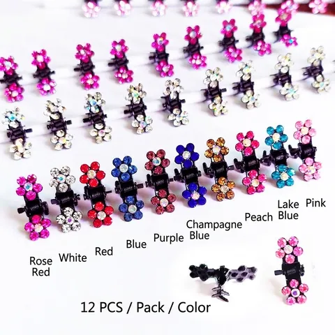 Mini Strass Blume Haarklammern Funkelnde Kleine Haarspangen Florale Haar-Accessoires Für Frauen Mädchen Kinder