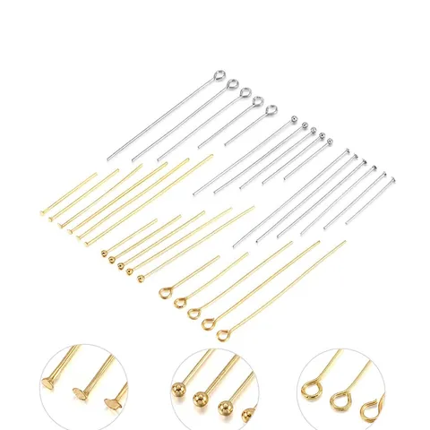 Jewelry Making Pins Eye Pins Flat Head Pins Ball Head Pins Gold Plated Copper For DIY Earrings Bracelets Handmade Findings