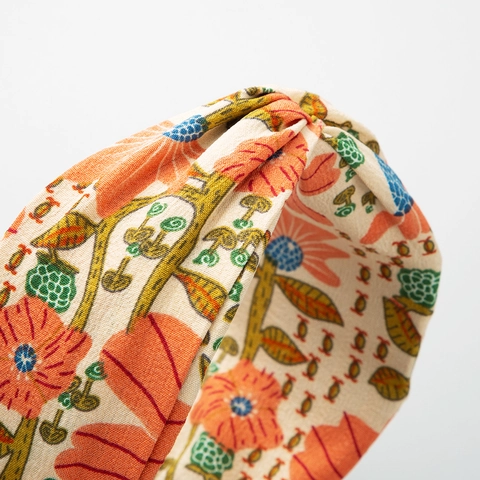 Vintage Floral Print Knot Headband For Women Handmade Fabric Twist Wide Hair Band Botanical Style Fashion Hair Accessories