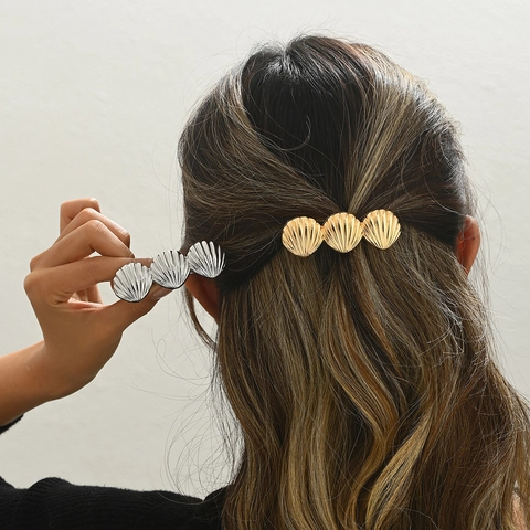 Metalen Schelp Haarclip Elegante Verbonden Schelpen Haarklem Zijclip Voor Dames Haaraccessoire
