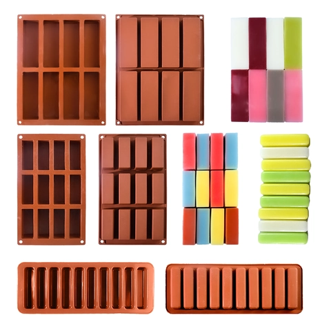 Molde De Silicona Rectangular Para Hornear Chocolate Jabón DIY Barra De Energía Antiadherente Cocina Moldes Para Pasteles