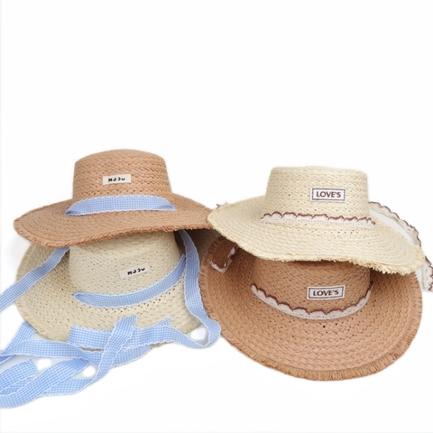 Damen Breitkrempiger Strohhut Mit Schleife Band Fransenrand Flaches Oberteil Papierstroh Sonnenhut Für Sommer Strandurlaub