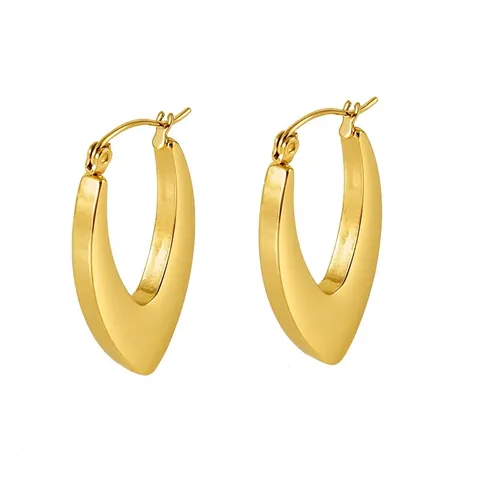 Geometrische U-Förmige Creolen 18K Vergoldeter Edelstahl Moderner Minimalistischer Modeschmuck Für Damen