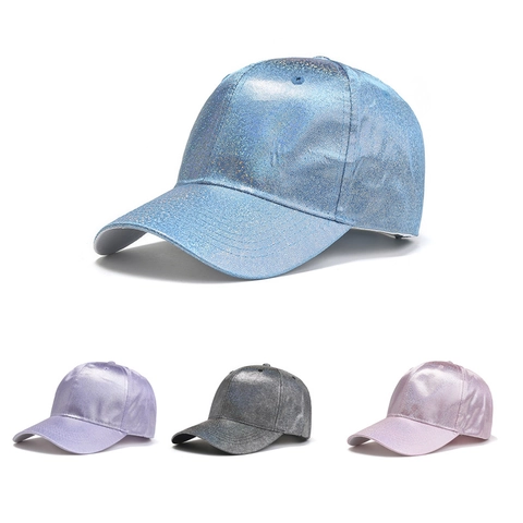 Berretto Da Baseball Lucido Metallico Glitterato Regolabile Protezione Solare Moda Streetwear Per Adulti