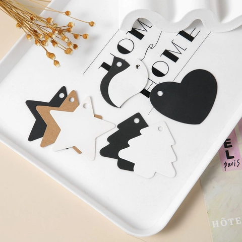 Etichette Regalo In Carta Kraft Bianche Etichette Appese Con Ganci In Plastica Forme Albero Stella Cuore Per Feste Fai Da Te