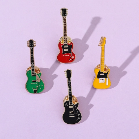 E-Gitarre Emaille Pin Legierung Musikinstrument Brosche Vintage Abzeichen Für Kleidung Rucksack Zubehör Geschenk