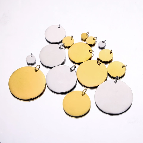 Edelstahl Rund Blank Anhänger Spiegel Poliert Kreis Metall Tags Für DIY Schmuckherstellung Gold Silber Ton ID Scheiben Anhänger
