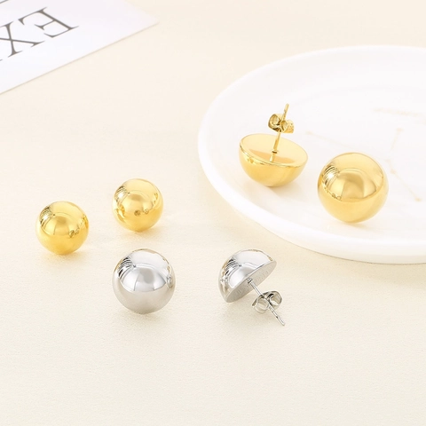Orecchini A Lobo A Sfera Cava Minimalisti Acciaio Inossidabile Lucidato A Specchio Gioielli Sfera Leggeri Per Donne Uomini Oro Argento