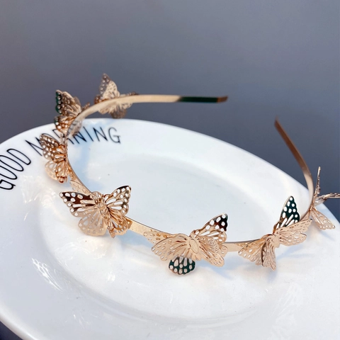 Hohl Schmetterling Stirnband Legierung Metall 3D Haarreif Elegant Süß Haarschmuck Für Damen Mädchen