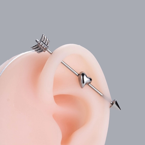 Orecchini Barbell Industriale Acciaio Inossidabile Cuore Serpente Freccia Gioielli Da Piercing Stile Punk Vintage