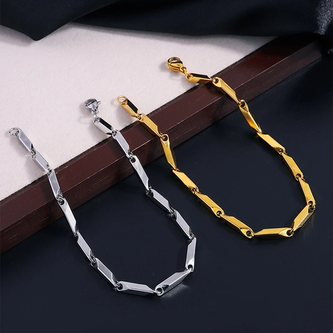 Pulsera De Acero Inoxidable Unisex Cadena De Semillas De Melón Geométrica Acero De Titanio Galvanizado Joyería De Lujo